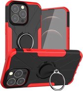 Armor Bear schokbestendige pc + TPU-beschermhoes met ringhouder voor iPhone 13 mini (rood)