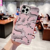 Natuurlijk landschap patroon TPU beschermhoes voor iPhone 12/12 Pro (roze slang)