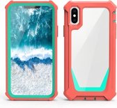 Stellar Space PC + TPU 360 graden all-inclusive schokbestendig hoesje voor iPhone XS Max (koraalroze + blauwgroen)