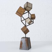 Object - 3D - Blok - Op voet - Bruin - Zwart - Goud - Metaal - 73x22x16cm - Industrieel