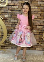 Anna & Elsa meisjesjurk roze 7 jaar 122
