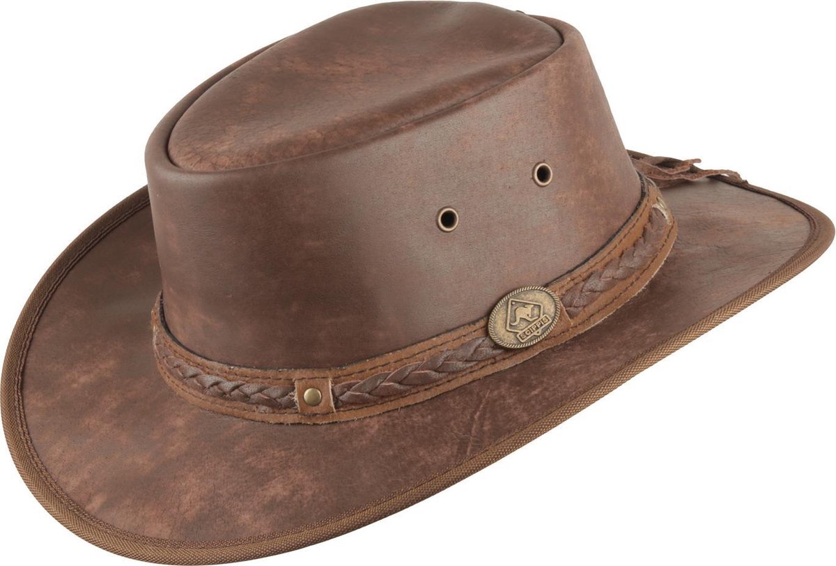 Lederen hoed Springbrook tan, L
