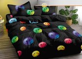 Dekbedovertrek zwart smilly in diverse kleuren wordt er vrolijk van 140x200 2 delig