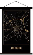 Posterhanger incl. Poster 40x60 cm - Schoolplaat - Kaart - Doornik - Goud - Zwart - Textielposter - Zwarte latten