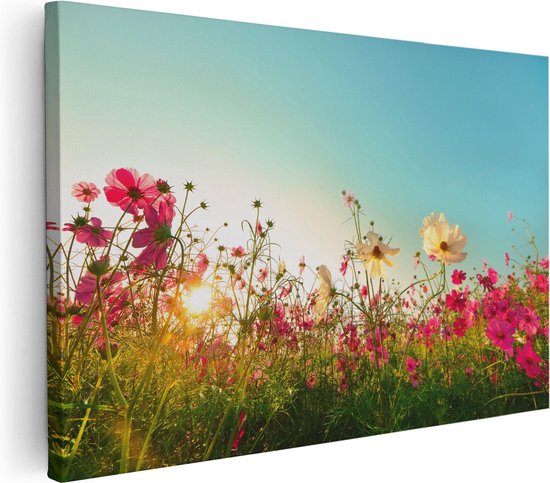 Artaza - Peinture sur toile - Champ de fleurs de Kosmos avec un soleil  levant - 120 x... | bol.com