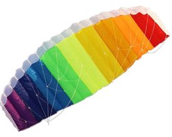Tickle Bee Regenboog Matrasvlieger XXL - 1,40 meter breed en 60cm hoog! - Om mee te stunten of rustig te vliegeren - zeer eenvoudig in gebruik - extra sterk 210T polyester - 30 meter lijn - geschikt voor kinderen