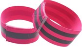Sport - reflecterende zweetband - arm - reflecterend - rose grijs - 2 grijze strepen
