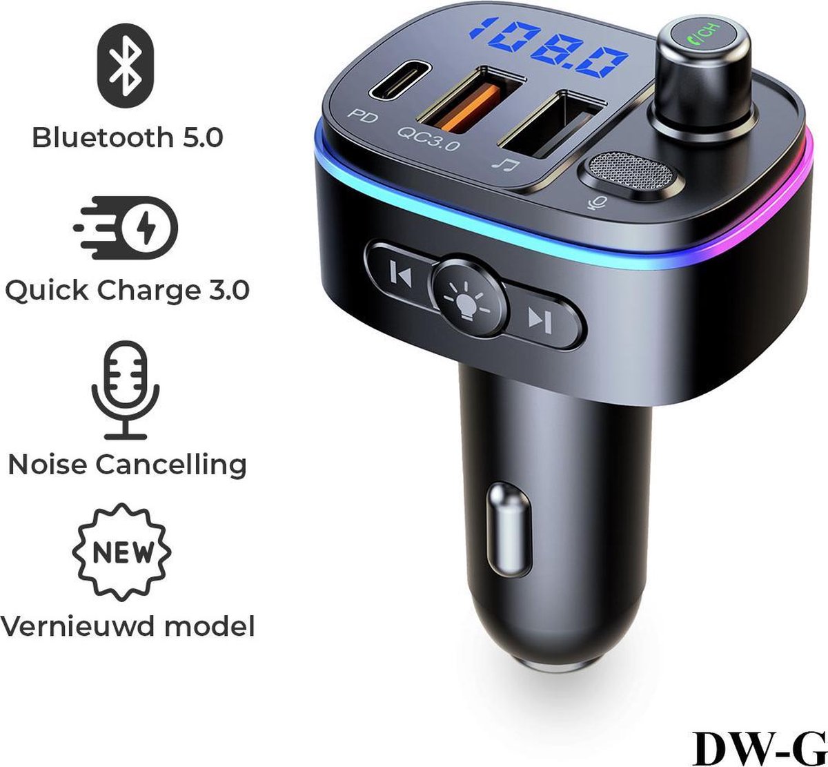 Emetteur FM Bluetooth DINTO® BC71 - Chargeur Voiture - Kit Voiture - Mains  Libres 