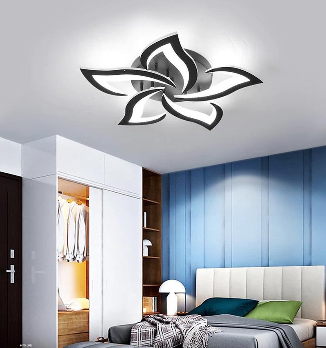 UnicLamps LED Bluetooth - 5 Sterren Plafondlamp Zwart - Met Afstandsbediening - Smart lamp - Dimbaar Met App - Woonkamerlamp - Moderne lamp - Plafoniere