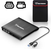 OWLYVISION Externe DVD / CD Speler & Brander voor Laptop of Macbook - Incl. Beschermhoes - USB C & 3.0 - Optische Drive - Windows of Mac - External Optical Drives