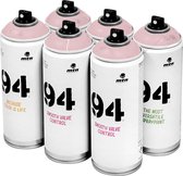 MTN 94 Boreal Pink - lichtroze spuitverf - 6 stuks - 400ml lage druk en matte afwerking