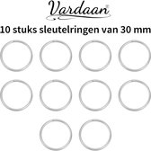 Sleutelringen - Ronde Platte Sleutelhanger Ringen - Hoge Kwaliteit - Metaal - Zilver - 30 mm - 10 stuks