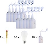Proventa Verhuisfittingen inclusief LED Lampen + Spanningzoeker - 10 x Lampfitting + LED Lamp - Wit