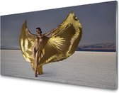 Glasschilderij Gouden vleugels| 4 mm veiligheidsglas | 120 x 80 cm | Blind ophangsysteem | Glazen schilderijen