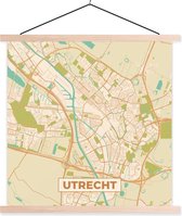 Posterhanger incl. Poster 120x120 cm - Schoolplaat - Stadskaart - Utrecht - Vintage - Textielposter - Blanke latten