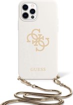 Limited Edition Guess iPhone 12 Pro  Witte Siliconen Case Saffiano met koord