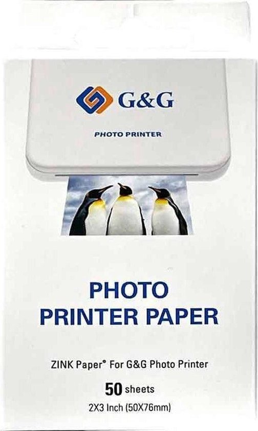 Zink Zelfklevend fotopapier 2 * 3 inch - (5 x 7,6cm) -50 sheets - voor  pocket printer | bol.com