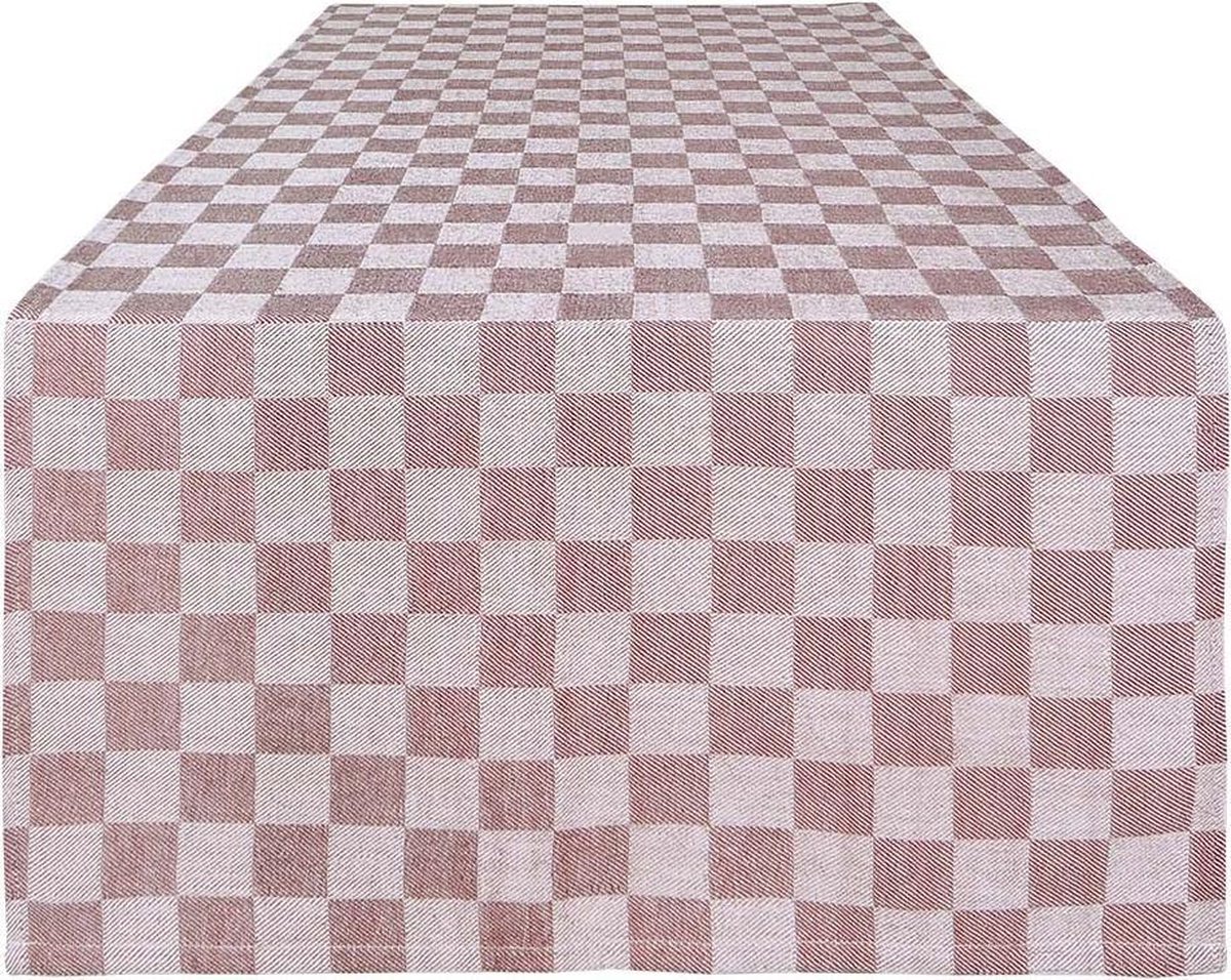 Treb Horecalinnen Tafelloper 2 Stuks Beige en Wit Geblokt 50x140cm - Treb WS