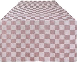 Treb Horecalinnen Tafelloper 2 Stuks Beige en Wit Geblokt 50x140cm - Treb WS