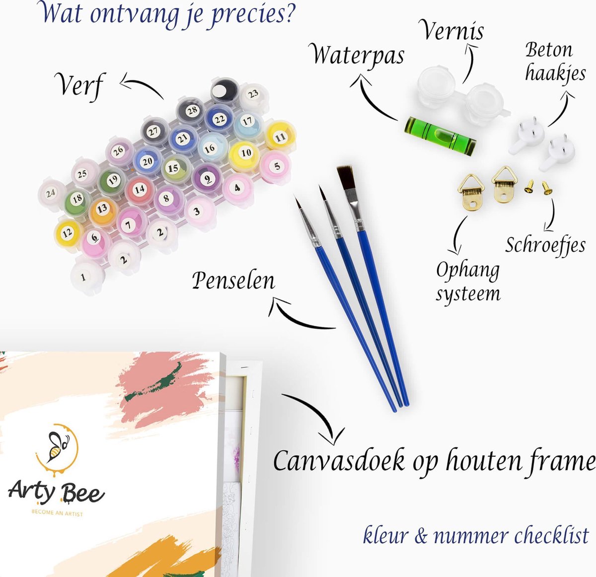 Schilderen Op Nummer Volwassenen DIY Paint By Number Compleet Hobby Pakket op Frame met Vernis - ®Arty Bee - Zwart & Wit Vlinder 50x40cm — afbeelding 7