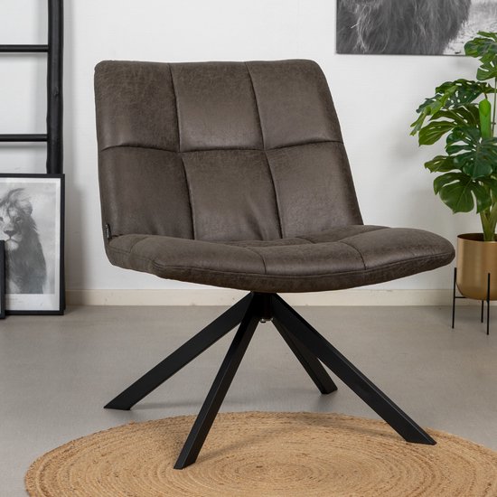 Bronx71® Industriële fauteuil Eevi antraciet eco-leer