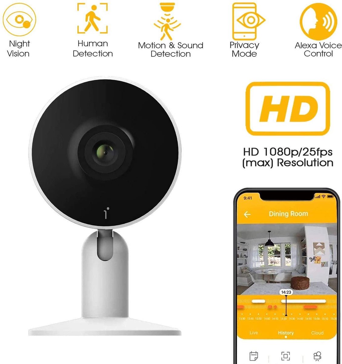 Afbeelding 2 van Arenti IN1 Babyfoon - 1080P Full HD Resolutie – Wifi camera - Kleur zwart