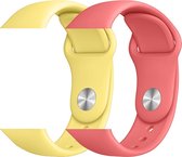 2 sport bandjes geschikt voor Apple Smartwatch 42/44 M/L – YOUNIQ – Geel & Koraal Rood – iWatch Series 1/2/3/4/5/6/SE - Horloge Band Strap geschikt voor Apple Watch