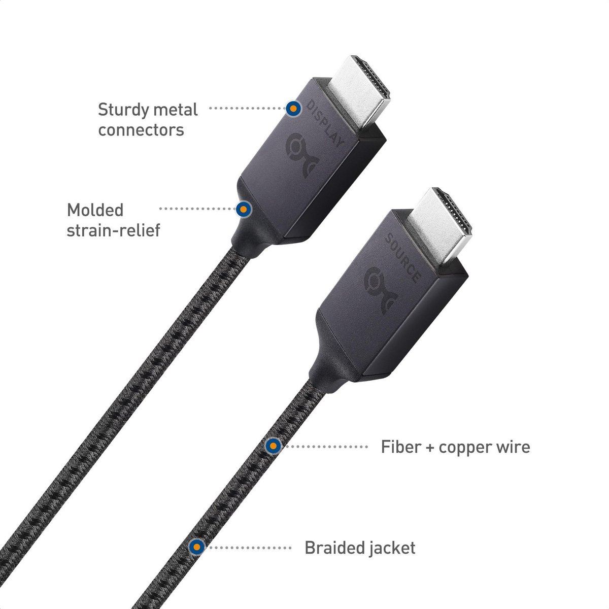 NÖRDIC HDMI -N1023A Câble HDMI Ultra haut débit - HDMI 2.1 - 8K 60Hz, 4K  120Hz 