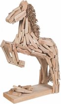 Houten beeld Steigerend paard - handgemaakt - 30x18x9cm