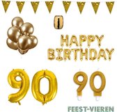 90 jaar Verjaardag Versiering Pakket Goud