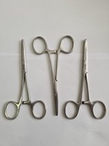 Belux Surgical /   Set van  3 Kocher / Klemschaar) Tangen 14cm  (Rechte Bekken) RVS Mix tangen met Kleurcodering