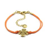 Buddha Ibiza Armband Klavertjevier Coral | Goud