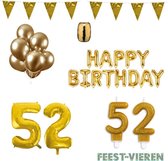 52 jaar Verjaardag Versiering Pakket Goud