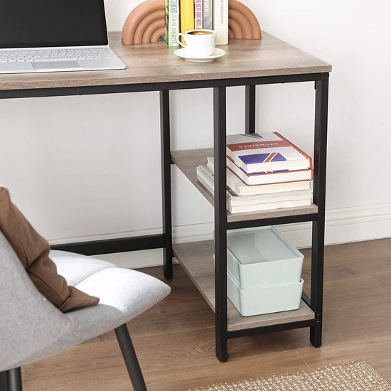 Wood4you - Hoekbureau - Vancouver Roasted wood 200/130 Zwart Werkbureau | Leen Bakker