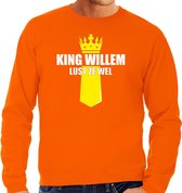 Koningsdag sweater King Willem lust ze wel met kroontje oranje - heren - Kingsday outfit / kleding / trui S