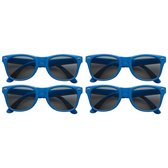 4x stuks zonnebril blauw - UV400 bescherming - Wayfarer model - Zonnebrillen voor dames/heren