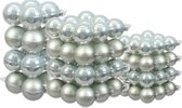 88x stuks glazen kerstballen mintgroen (oyster grey) 4, 6 en 8 cm mat/glans - Kerstversiering/kerstboomversiering