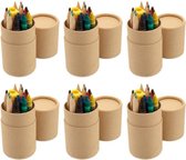 6x stuks 13-delig tekenen potloden/krijtjes setje 10 cm - Uitdeel cadeau/traktatie/weggevertje voor kinderen