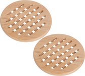 Set van 2x stuks ronde pannen onderzetters van hout 19 cm - Onderzetters voor ovenschalen en kookpannen