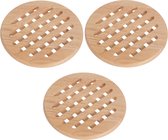 Set van 3x stuks ronde pannen onderzetters van hout 19 cm - Onderzetters voor ovenschalen en kookpannen