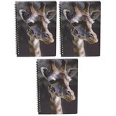 3x stuks giraffe schrift 3D 21cm - opschrijfboekjes/notitieboekje/school schriften