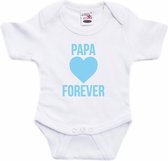 Papa forever blauw hart tekst baby rompertje wit jongens en meisjes - Kraamcadeau/ Moederdag cadeau - Babykleding 80 (9-12 maanden)