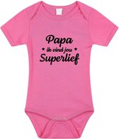 Papa superlief tekst baby rompertje roze meisjes - Kraamcadeau/ Vaderdag cadeau - Babykleding 68 (4-6 maanden)