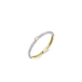 Jewels Inc. - Ring - Solitiare gezet met Zirkonia - 2mm Breed - Maat 56 - 14 Karaat Geelgoud