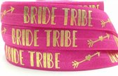 10-delige elastische armbanden set Bride wit en Bride Tribe hot pink - vrijgezellenfeest - trouwen - bride to be
