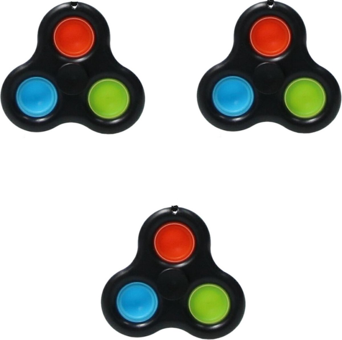 Banzaa Pop it Simple dimple Fidget Spinner ‒ 2 in 1 set 3 stuks ‒ Rage 2021 Zwart