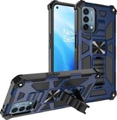 Voor OPPO A54 4G / A55 5G schokbestendig TPU + pc magnetische beschermhoes met houder (blauw)