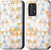 Voor Samsung Galaxy A72 5G Kleurrijke Magnetische Horizontale Flip PU Lederen Case met Houder & Kaartsleuf & Portemonnee (Ruit)