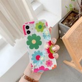 Bloemenpatroon TPU schokbestendig beschermhoesje met bloemkralen Polsarmbandketting voor iPhone 12 mini (wit)