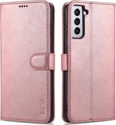 Voor Samsung Galaxy S21 5G AZNS Huid Voelen Kalf Textuur Horizontale Flip Lederen Case met Kaartsleuven & Houder & Portemonnee (Rose Goud)